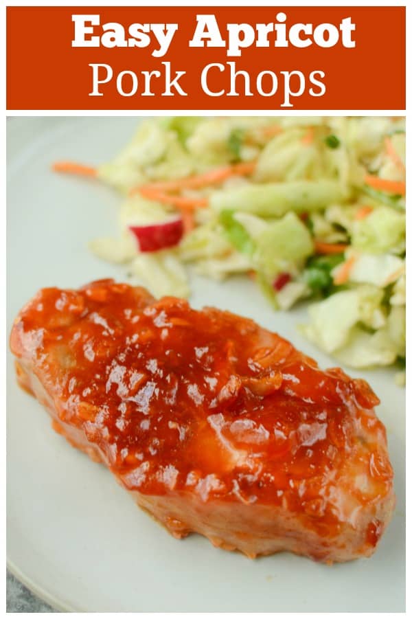 Apricot Pork Chops - easy, 4 ingredient pork chops in a sweet and tangy sauce. The whole family is going to love this recipe!