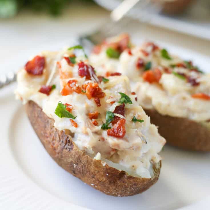 Chicken Alfredo Twice Baked Potatoes