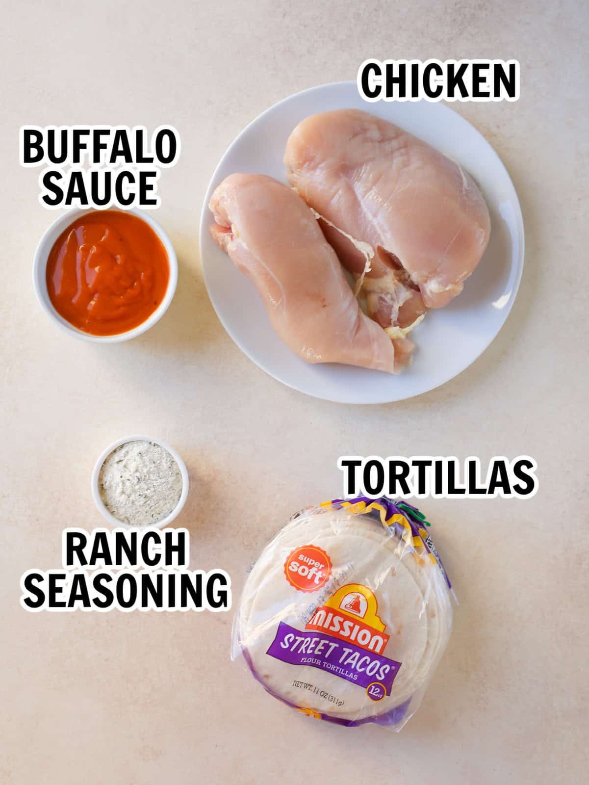 ingredients for crockpot buffalo chicken tacos