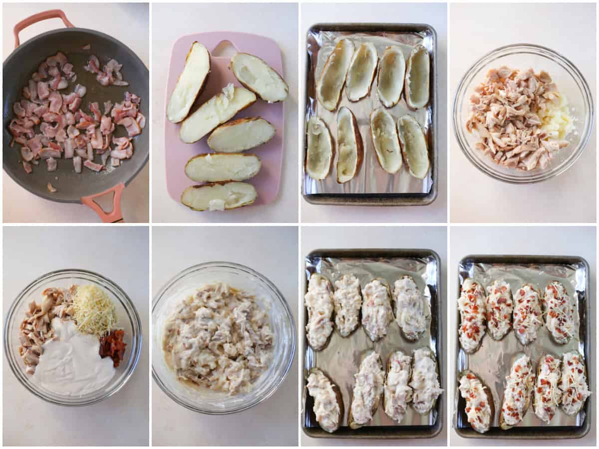 how to make chicken alfredo twice baked potatoes
