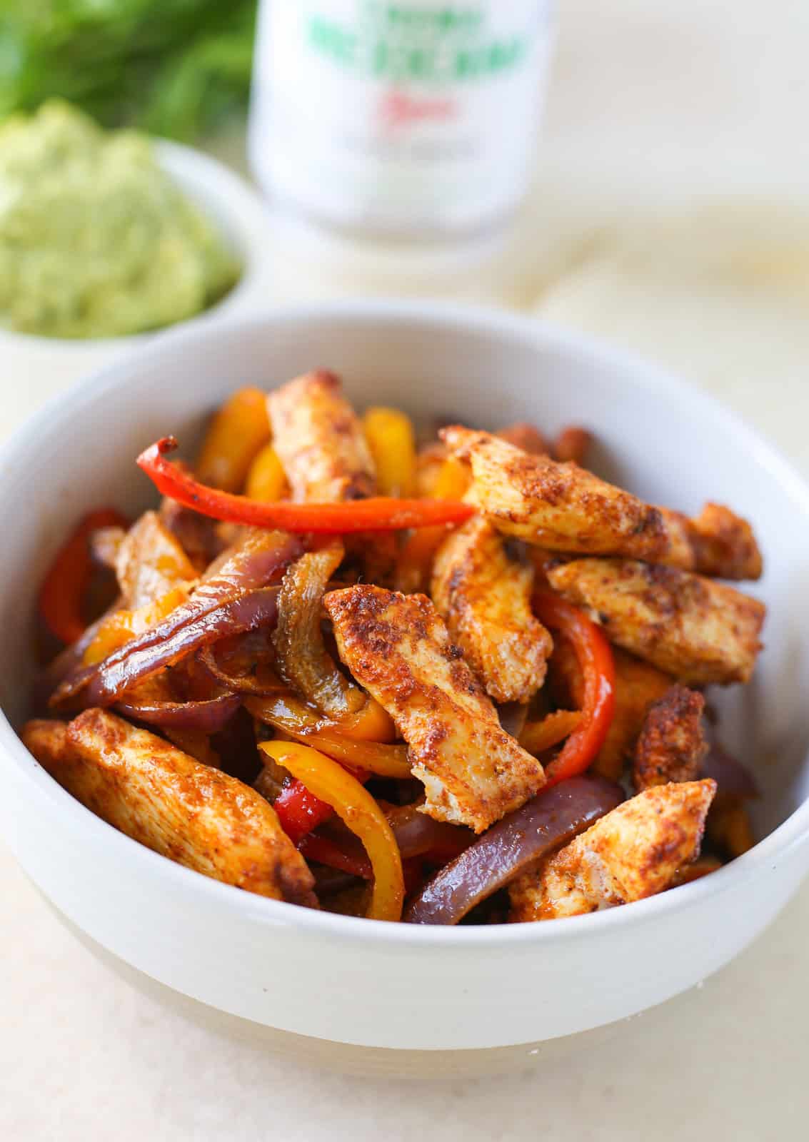 chicken fajitas in a bowl 