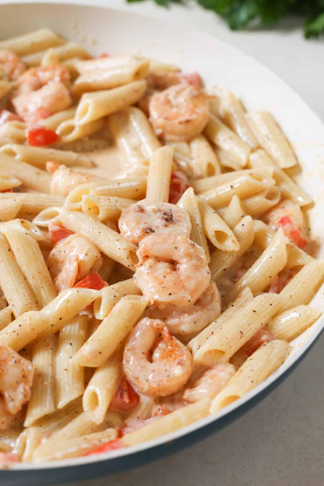 Spicy shrimp alfredo pasta