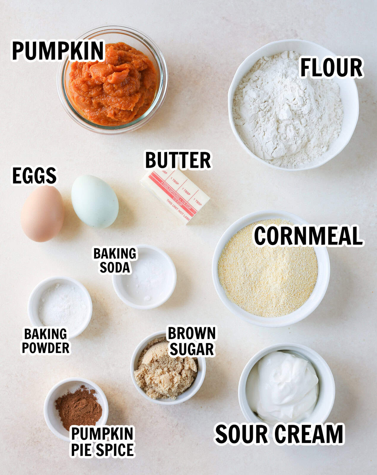 ingredients for pumpkin cornbread