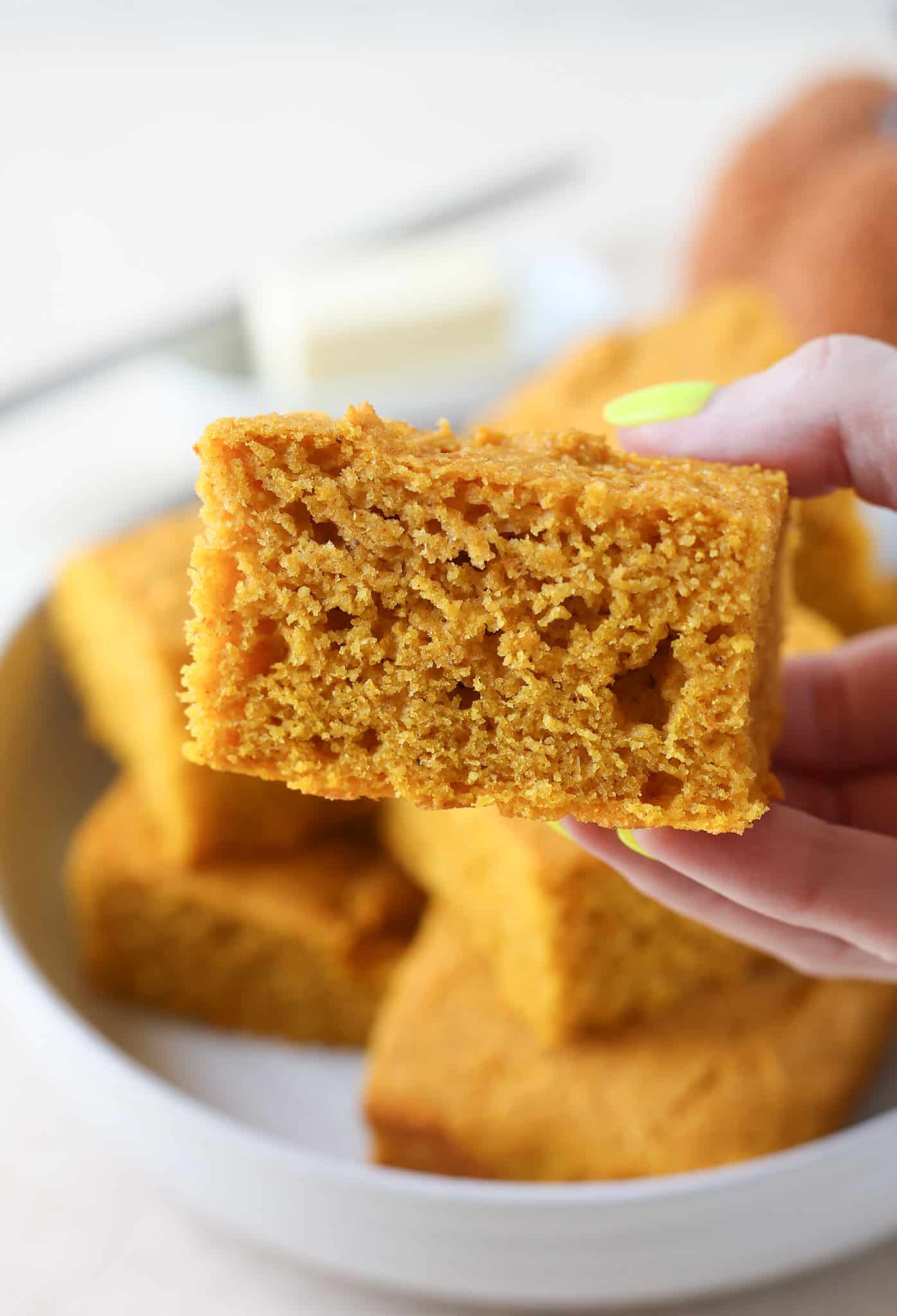 a slice of pumpkin cornbread 